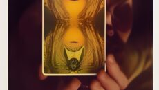 tarot card reading realistic photo of, award winning photograph, 50mm, by Salvador Dali, Cinematic Lighting